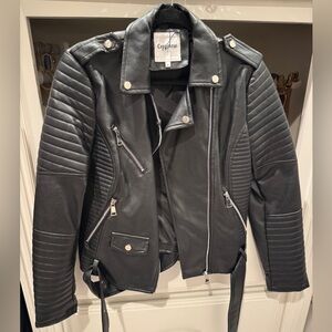 Copperrose Black Leather Moto Jacket XL